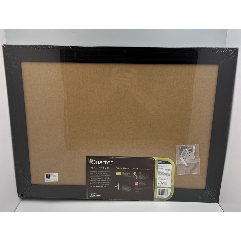 Quartet 17x23 Magnetic Monthly Calendar Dry Erase Cork Board Black Frame - NIP - Picture 2 of 2